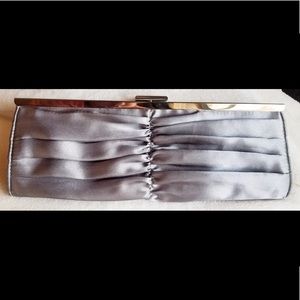 Silver gray satin clutch